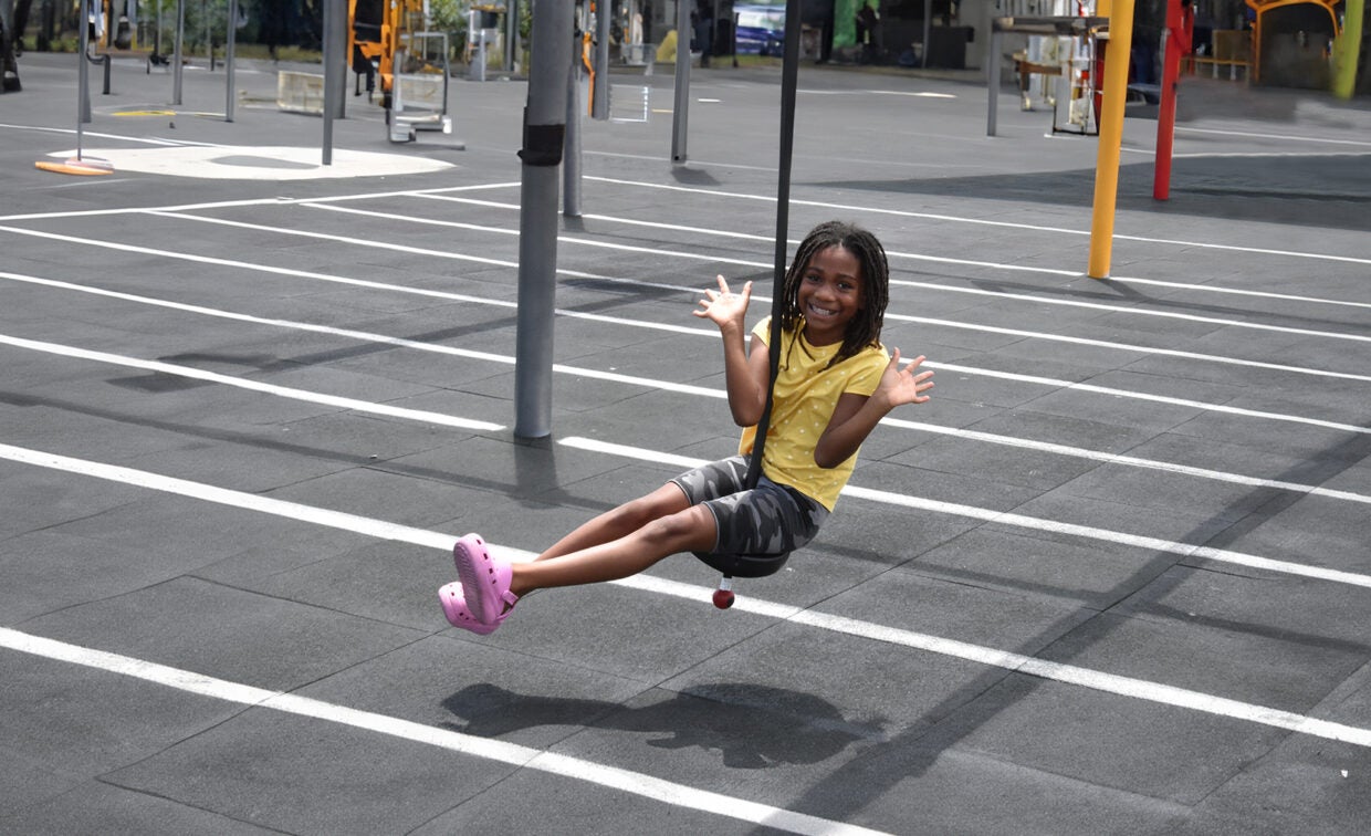 girl on zip line