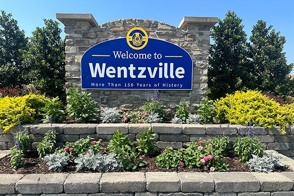 Welcome to Wentzville sign More than 150 years of history