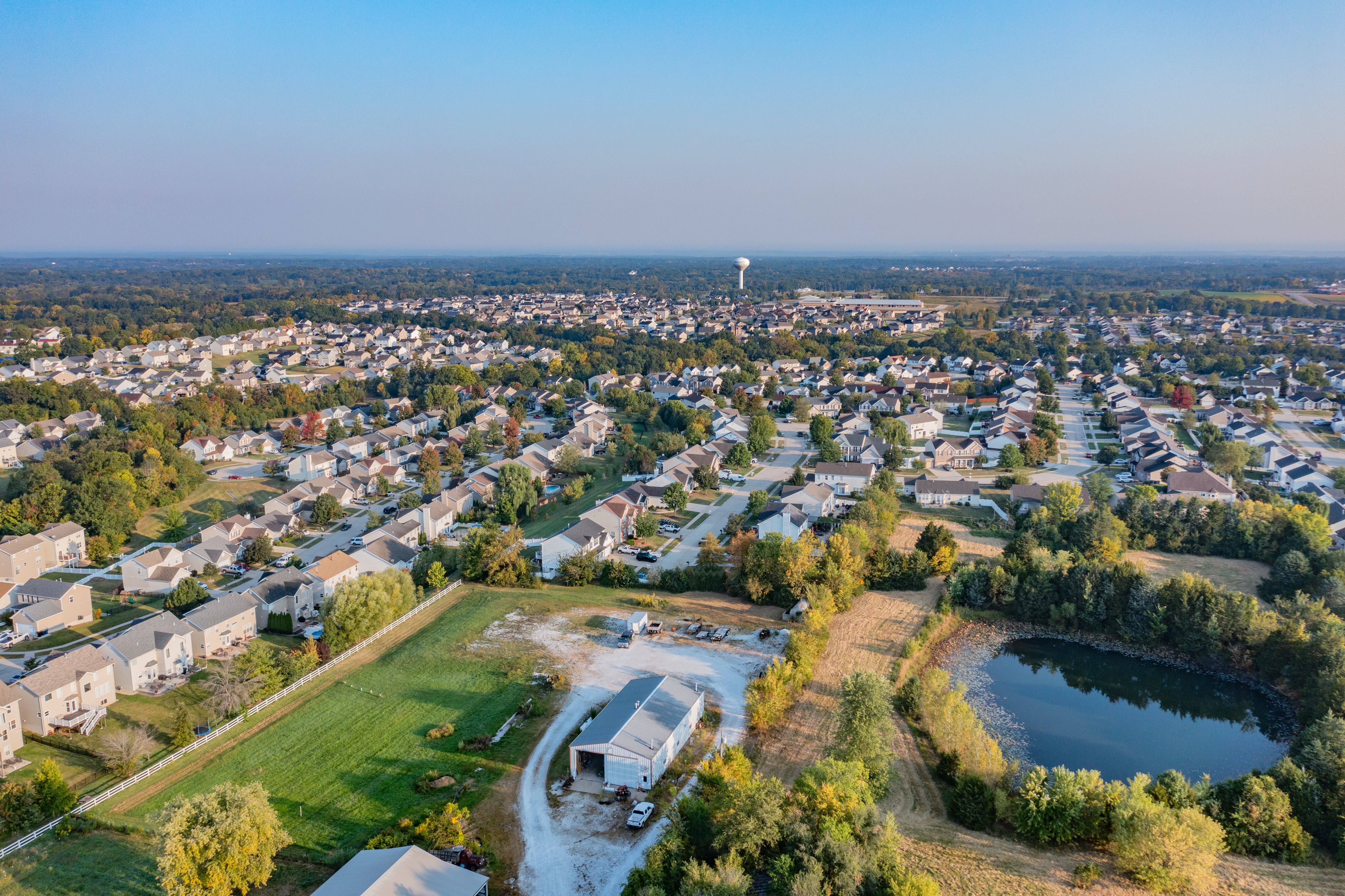 town as seen from the sky