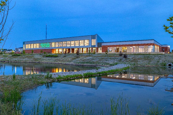 Wentzville rec center duck pond at dusk