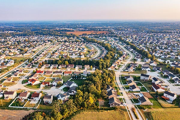 aerial view of houses