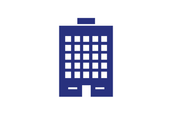 Icon of blue building.