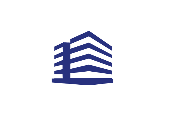 Icon of blue building.
