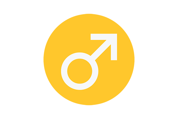 Male symbol with yellow background.