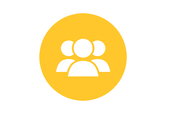 Yellow icon of people.
