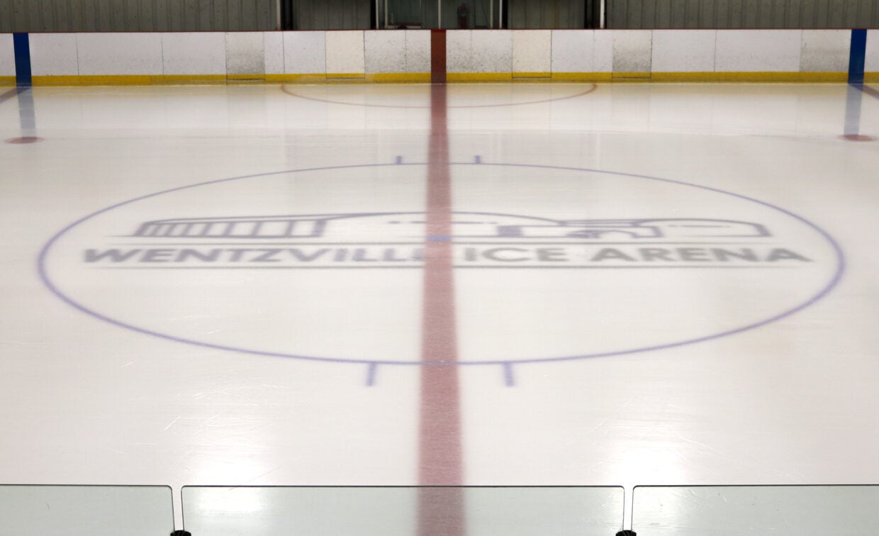 ice arena logo on the ice rink