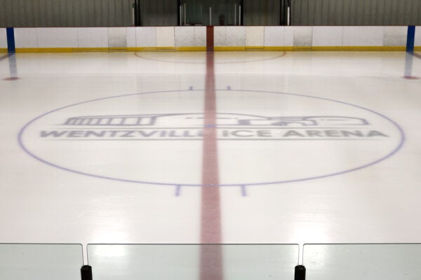 ice arena logo on the ice rink